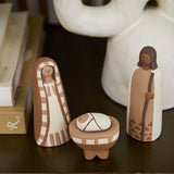 Handpainted Terra Cotta 3-Piece Nativity Set, Joseph, Mary, Baby Jesus