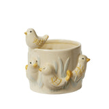 Sweet Tweets 4" Hand Painted Birds Ceramic Pot Cachepot, Yellow