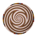 African Fair Trade Zulu Telephone Wire 6-1/2" Round Bowl, Zig-Zag Swirl Pattern, White Desert, Each One Varies