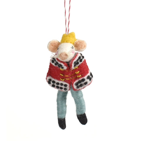 Regal Mouse Queen Felted Wool Ornament, Handmade in Nepal