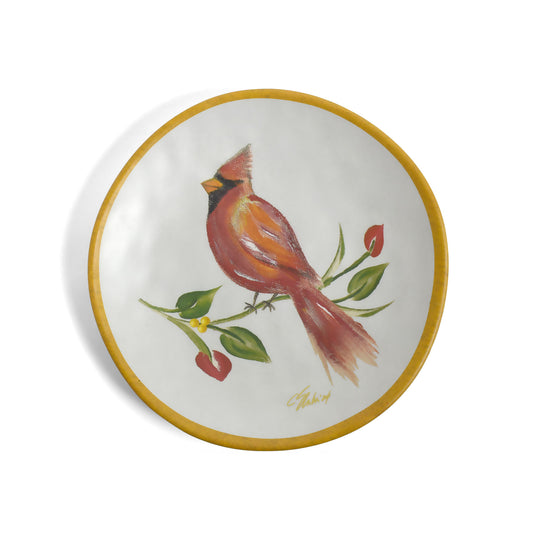 Cardinal Wreath by Carole Shiber 6.5" Melamine Appetizer, Bread, Dessert Plate, Set of 6