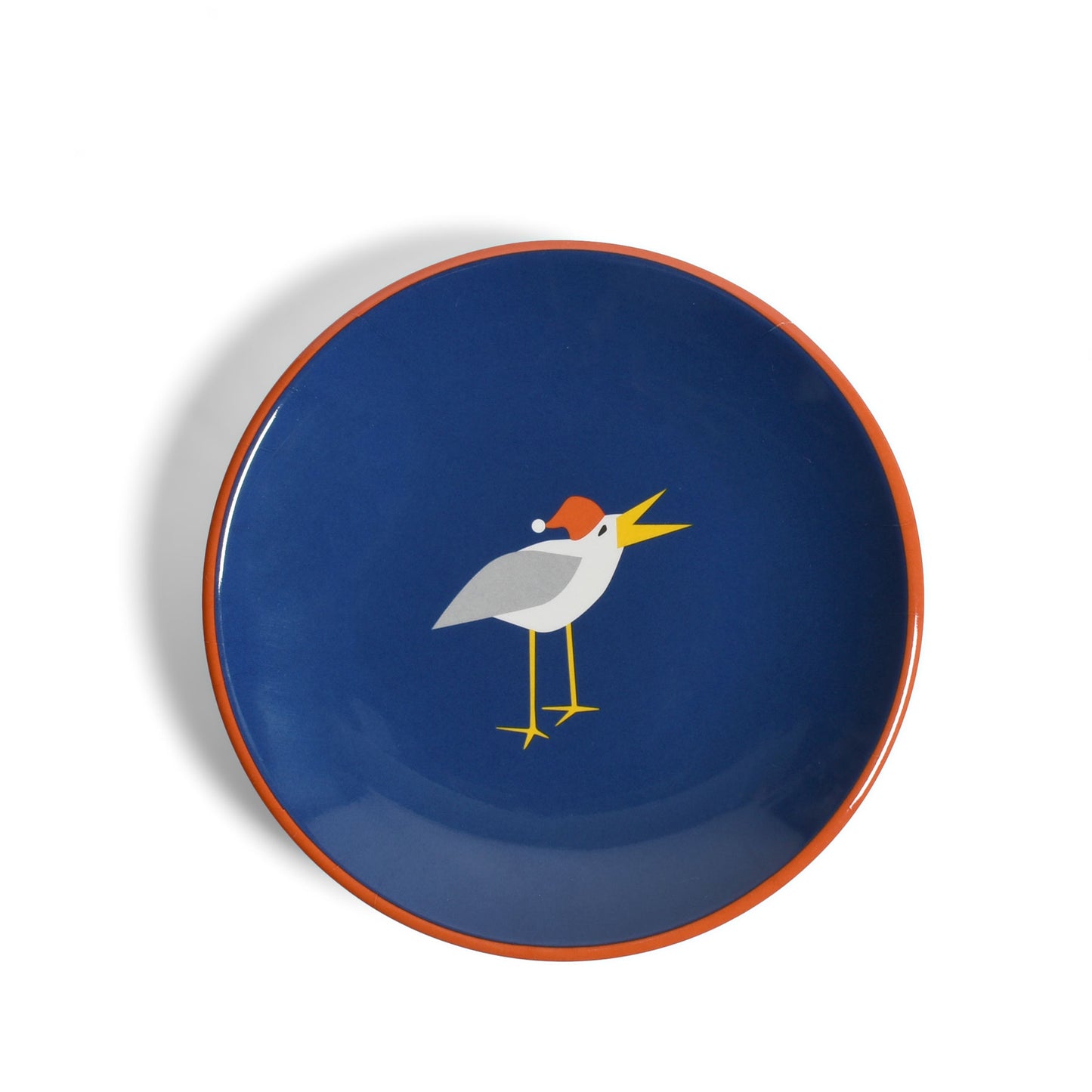 Caroling Seagulls by Kate Nelligan 6" Melamine Appetizer, Dessert, Snack Plate, Blue/Multi, Set of 6