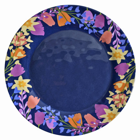 Merritt Designs Midnight Garden by Kate Nelligan 11-1/2" Melamine Dinner Plate, Blue/Multi, Set of 6