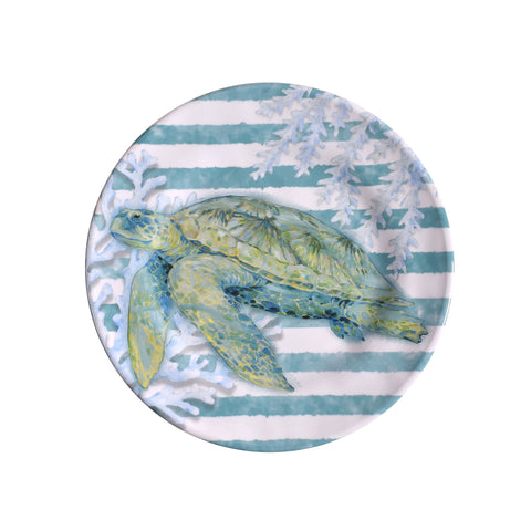 Merritt Designs Sea Turtle 8-1/2" Melamine Salad Plate, Multicolor, Set of 6