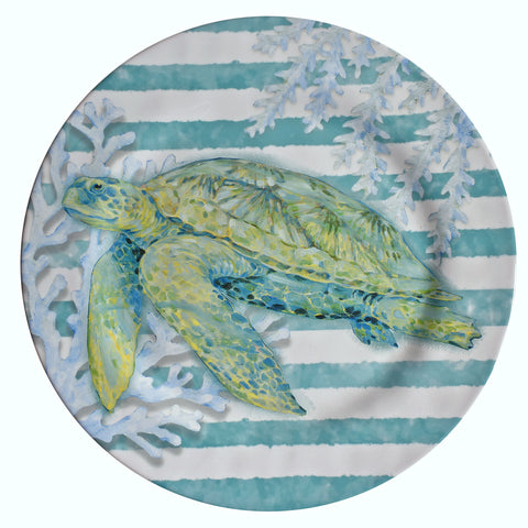 Merritt Designs Sea Turtle 11-1/2" Melamine Dinner Plate, Multicolor, Set of 6