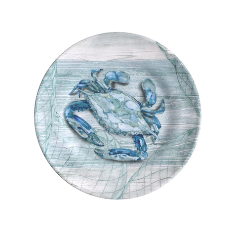 Merritt Designs Northpoint Crab 8-1/2" Melamine Salad Plate, Blue/Multi, Set of 6