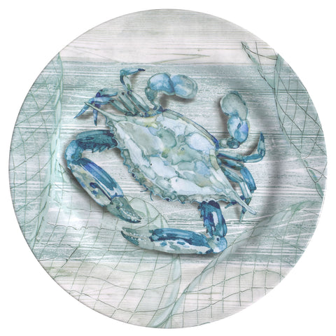 Merritt Designs Northpoint Crab 11-1/2" Melamine Dinner Plate, Blue/Multi, Set of 6