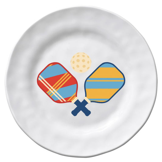 Merritt Pickleball 6" Melamine Appetizer Plate, Multicolor, Set of 6
