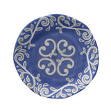 Merritt Designs Portofino 8-1/2" Melamine Salad Plate, Blue with Medallion Center