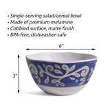 Merritt Designs Portofino 6" Single Serving Melamine Salad Bowl, Blue