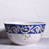 Merritt Designs Portofino Large 10" Melamine Serving Bowl, Blue with Medallion Center