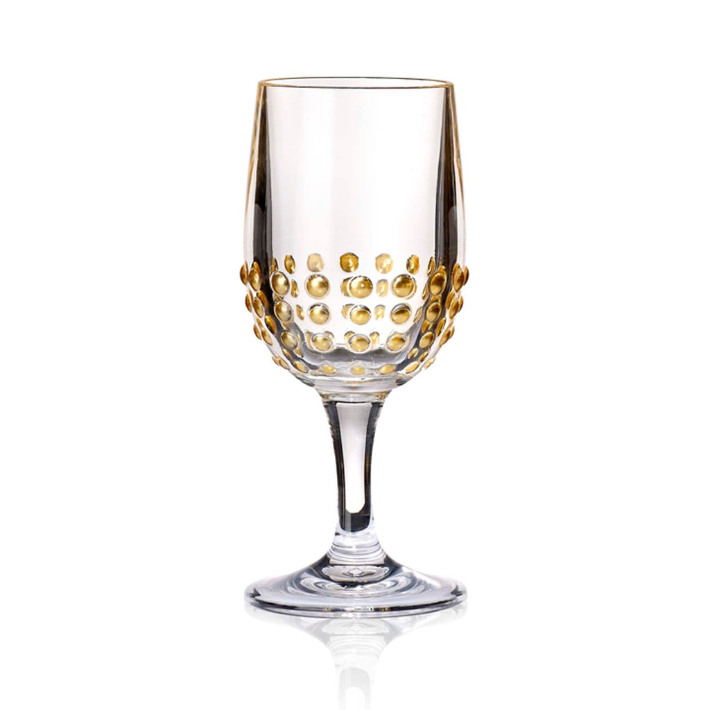 Merritt Beaded Gold Acrylic Wine Glass, BPAFree, Set of 4 The