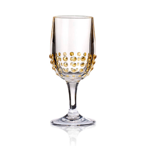 Merritt Beaded Gold Acrylic Wine Glass, BPA-Free, Set of 4