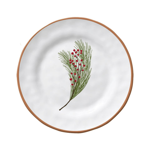 Merritt Winterberry Pine by Kate Nelligan 8-1/4" Melamine Salad Plates, Set of 6