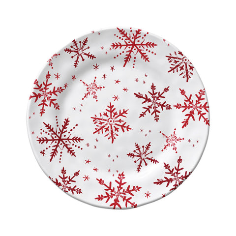 Merritt Holiday Snow by Kate Nelligan 8-1/4" Melamine Salad Plates, Red/White, Set of 6