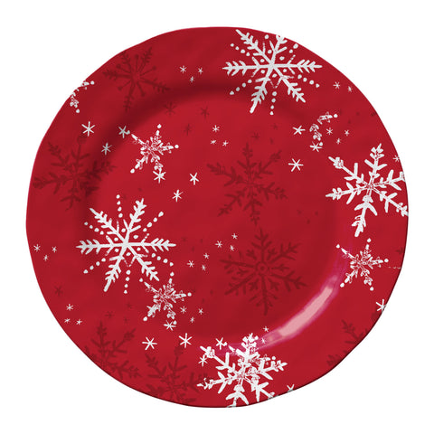 Merritt Holiday Snow by Kate Nelligan 11-1/2" Melamine Dinner Plates, Red/White, Set of 6