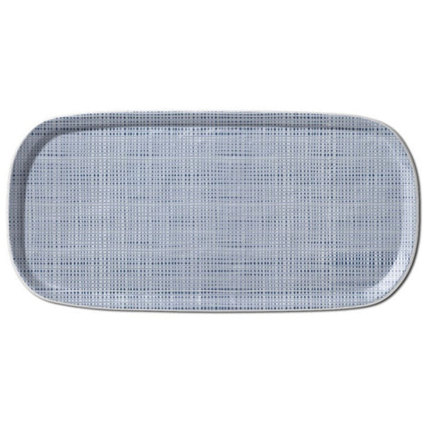 Merritt Luxe Linen 14-1/2" x 7" Melamine Serving Tray, Indigo Blue