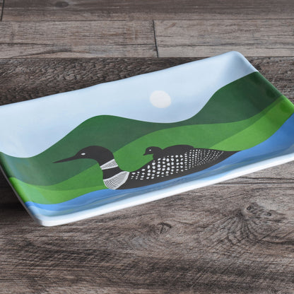 Loons by Kate Nelligan 8-1/2" x 5-1/4" Small Melamine Snack Tray, Multicolor