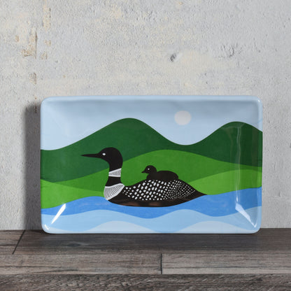 Loons by Kate Nelligan 8-1/2" x 5-1/4" Small Melamine Snack Tray, Multicolor