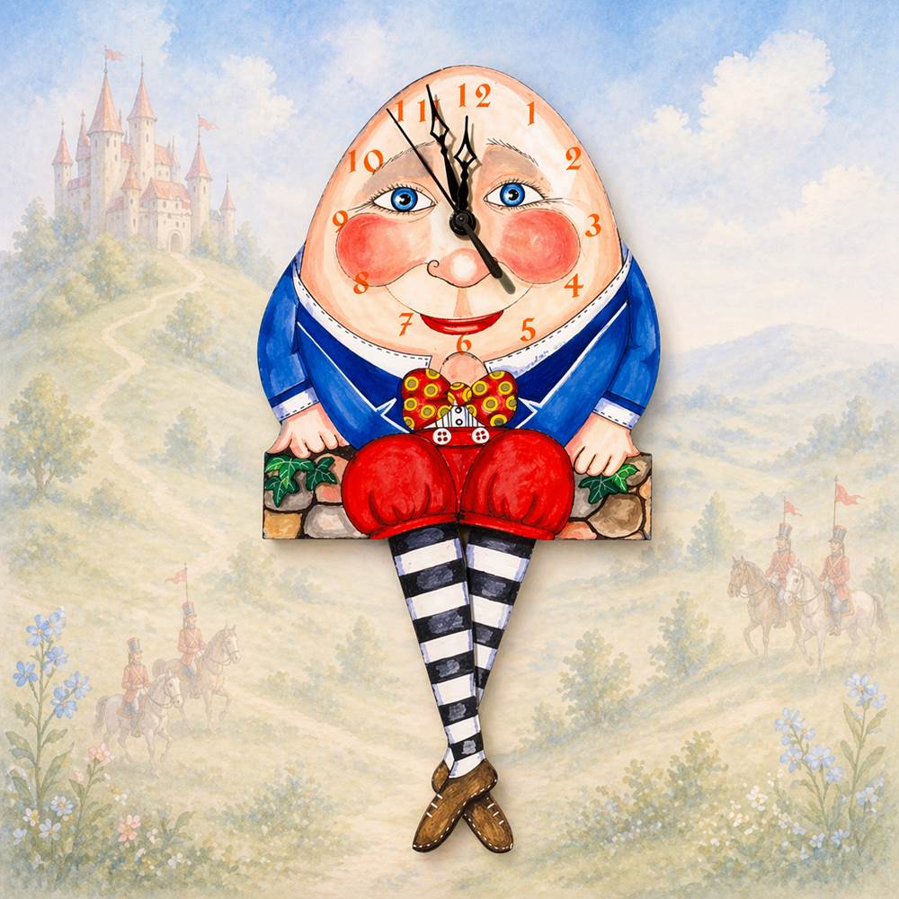Humpty Dumpty American Handmade Pendulum Wall Clock by Laughing Moon