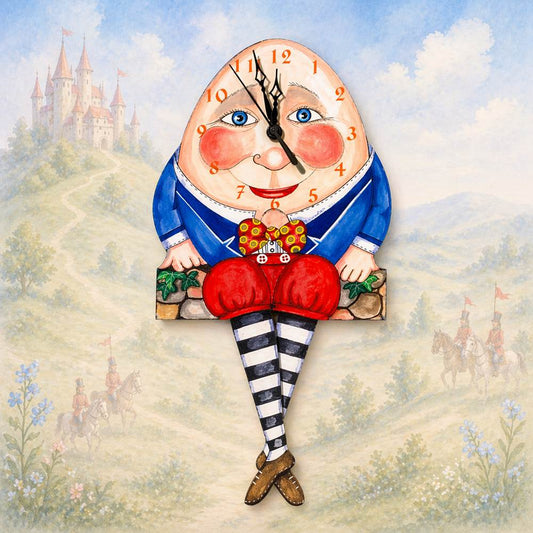 Humpty Dumpty American Handmade Pendulum Wall Clock by Laughing Moon