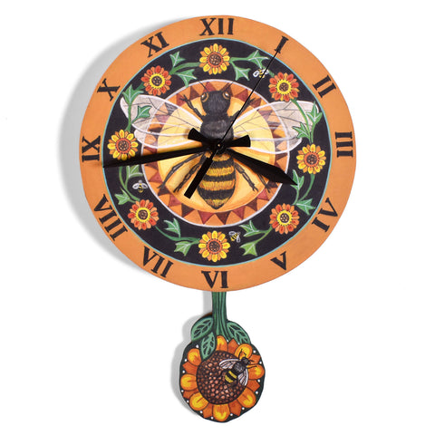 Handmade Honey Bee Pendulum Wall Clock