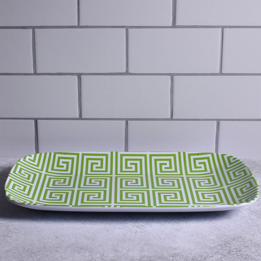 Merritt 13-1/2" x 7-1/2" Geometric Melamine Appetizer Tray from the French Lemons Collection, Green