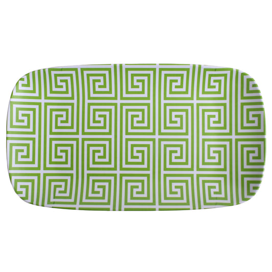Merritt 13-1/2" x 7-1/2" Geometric Melamine Appetizer Tray from the French Lemons Collection, Green