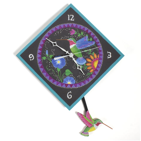 Hummingbird Garden American Handmade Pendulum Wall Clock by Laughing Moon, LLC