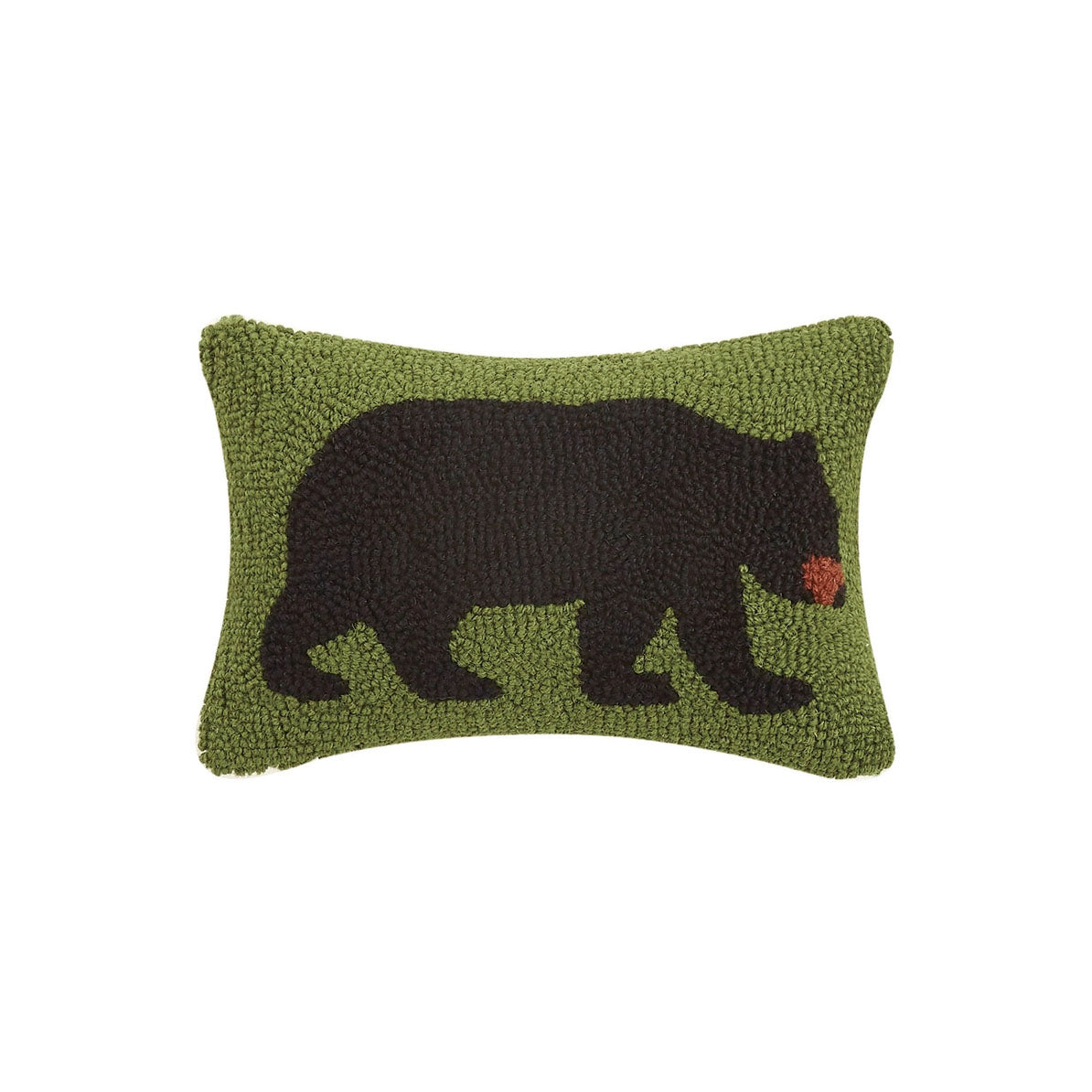 Bear 12" x 8" Small Hooked Wool Throw Pillow