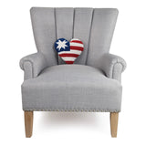 American Flag Themed 9" Heart Shaped Hooked Wool Throw Pillow