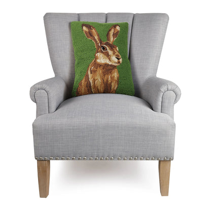 Jackrabbit 20" x 14" Hooked Wool Throw Pillow with Polyfill Insert
