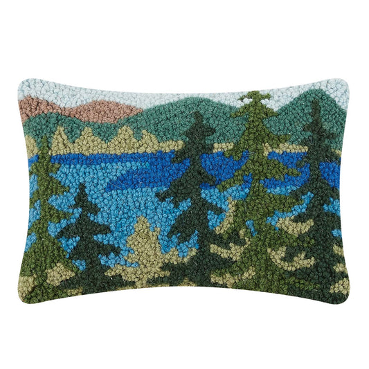Lake Forest 12" x 8" Small Hooked Wool Throw Pillow