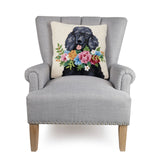 Floral Standard Poodle 18" Square Hooked Wool Throw Pillow