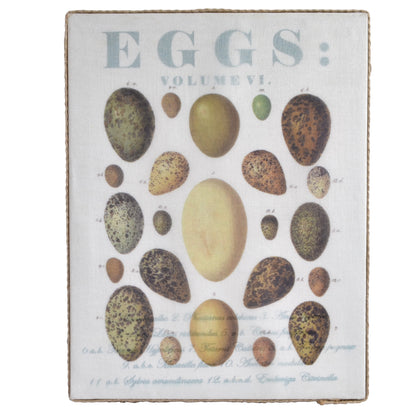Mud Pie Eggs Small Wall Art with Burlap Wrapped Wooden Frame