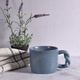 Accent Decor Early Morning Stoneware Mug with Twisted Rope Handle and Blue Speckled Glaze …