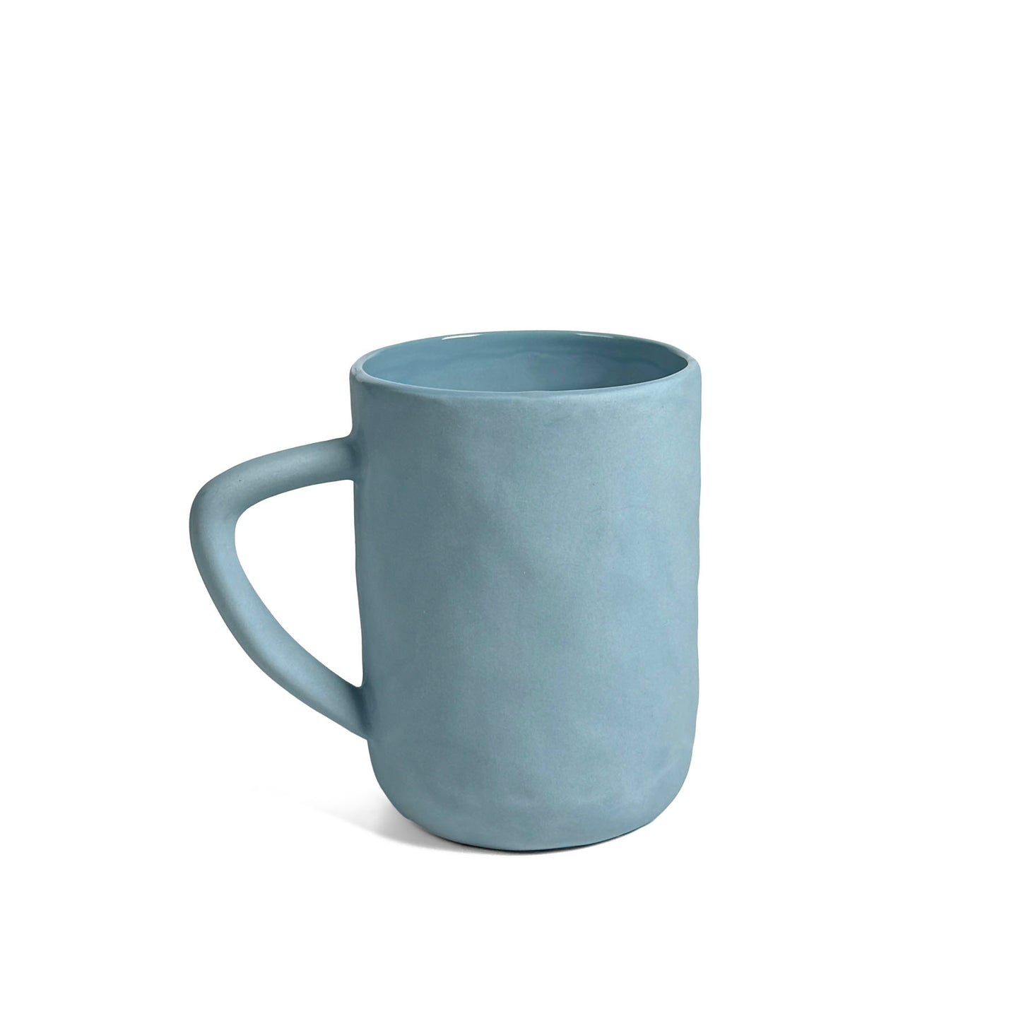 Stoneware Mug with Matte Blue Glaze and Cobblestone Texture