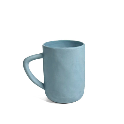 Stoneware Mug with Matte Blue Glaze and Cobblestone Texture