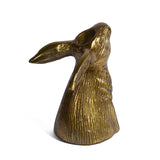 Bunny Rabbit Facing Upward Cast Aluminum Candle Holder with Antique Gold Finish