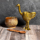 Ostrich 8-1/4" Cast Metal Figurine, Planter, Catchall, Pen/Pencil Cup