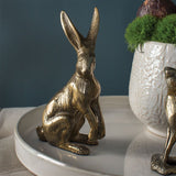 Standing Bunny Rabbit 7" Cast Metal Figurine, Antique Brass