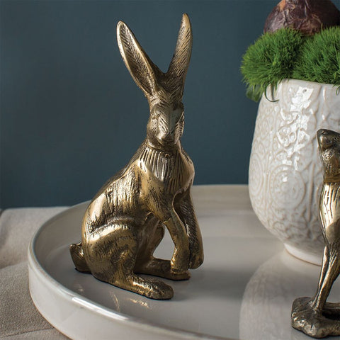 Standing Bunny Rabbit 7 Cast Metal Figurine, Antique Brass – The  Barrington Garage