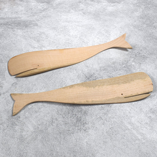 Whale Natural Mango Wood Two Piece Salad Serving Set