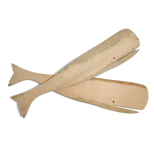 Whale Natural Mango Wood Two Piece Salad Serving Set