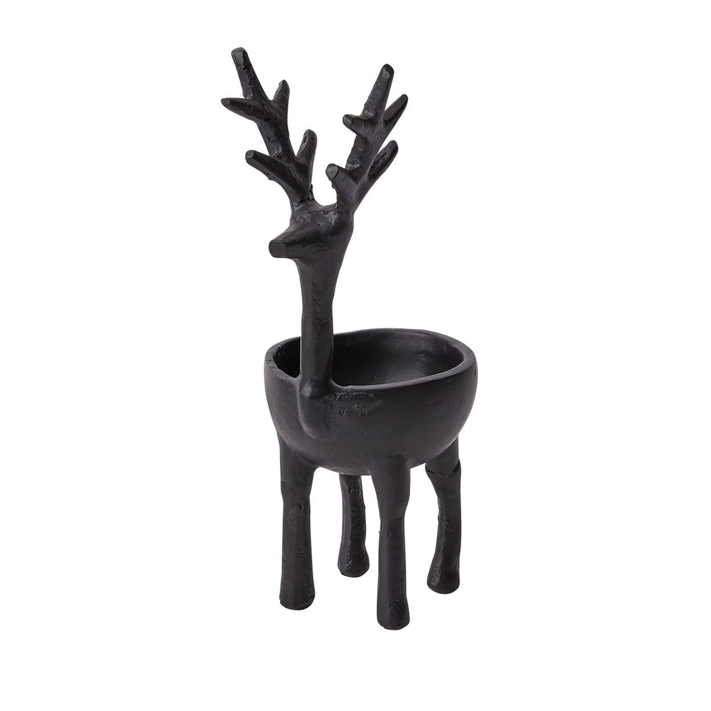 Reindeer Cast Metal Decorative Bowl, Black