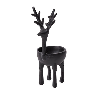 Reindeer Cast Metal Decorative Bowl, Black