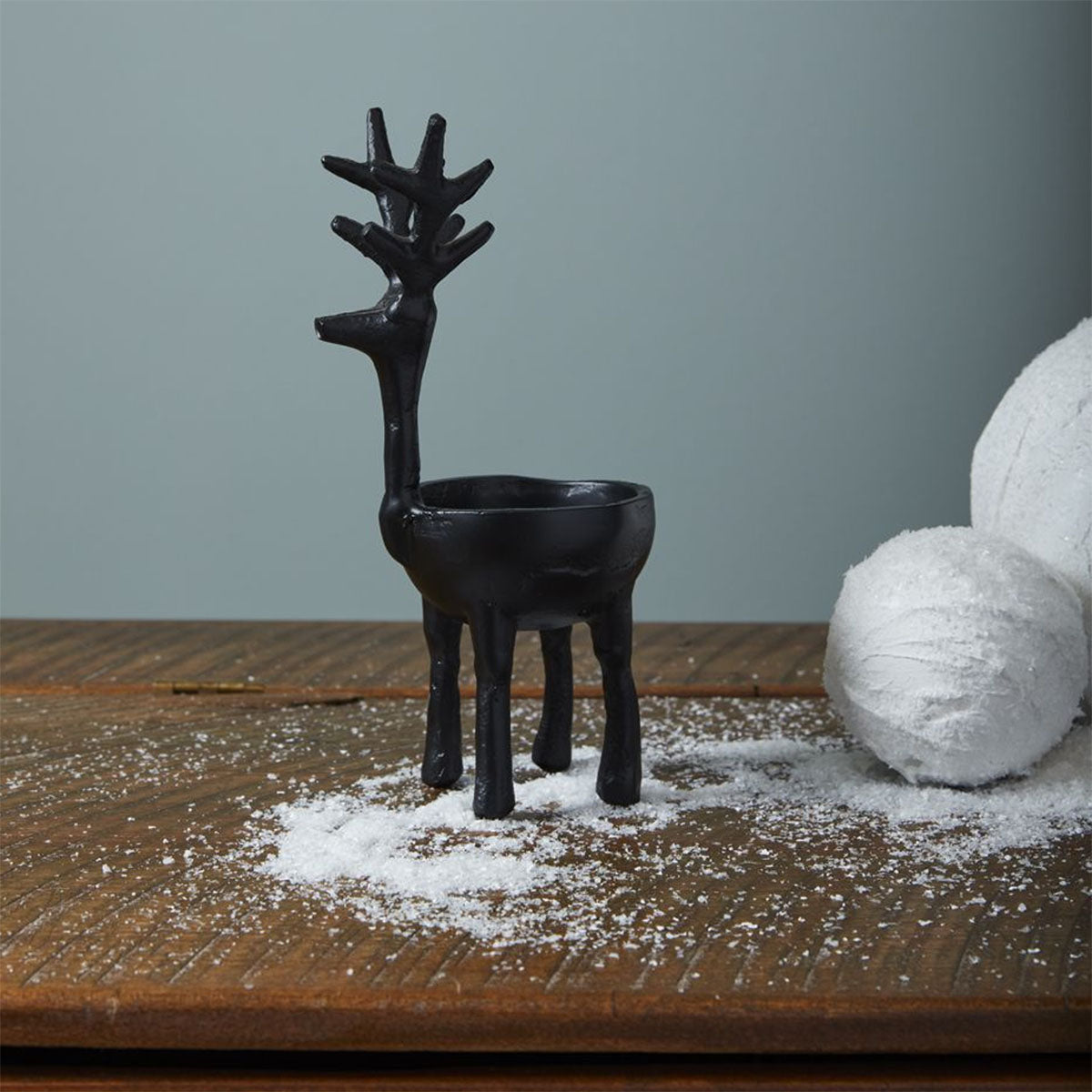 Reindeer Cast Metal Decorative Bowl, Black