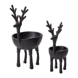 Reindeer Cast Metal Decorative Bowl, Black