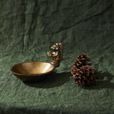 Squirrel with Acorn Cast Metal Decorative Bowl, Antique Brass