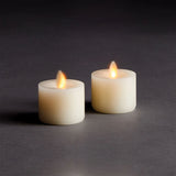 LIGHTLi Moving Flame Advanced Battery-Operated LED Indoor Wax Tealights, Ivory, 2" x 2", Set of 2